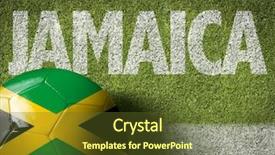  Presentation with soccer field - PPT theme having field with the text jamaica background and a tawny brown colored foreground