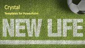  Presentation with soccer field - Slide deck having field with the text new background and a tawny brown colored foreground