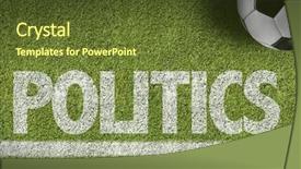  Presentation with soccer field - Beautiful slides featuring field with the text politics backdrop and a tawny brown colored foreground