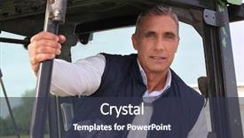  Presentation with farming irrigation canals tractor - PPT layouts enhanced with insecticide equipment agriculture - farmer sat in his tractor background and a tawny brown colored foreground