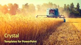  Presentation with agriculture field - Theme featuring field working combine harvester agriculture background and a tawny brown colored foreground