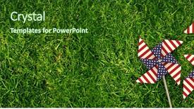  Presentation with pinwheel - Colorful presentation theme enhanced with fieldcraft - 3d image of pinwheel toy backdrop and a forest green colored foreground