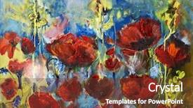  Presentation with oil field - Slide set enhanced with fieldcraft - painting picture of blooming spring background and a tawny brown colored foreground