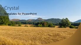  Presentation with mountain view - Slide deck featuring fields-and-mountain-view background and a light blue colored foreground