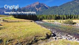  Presentation with forests - Cool new PPT theme with fields and pine forests bluish backdrop and a teal colored foreground