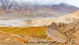  Presentation with himachal pradesh - Theme with fields in spiti valley in himalayas himachal pradesh india background and a gold colored foreground