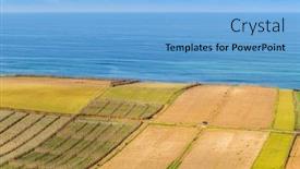  Presentation with morocco - Cool new PPT theme with fields-on-shore-of-atlantic backdrop and a light blue colored foreground