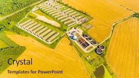  Presentation with biogas - Beautiful presentation theme featuring fields renewable energy from biomass backdrop and a gold colored foreground