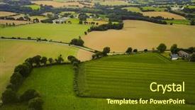 Presentation with yellow green - Beautiful presentation design featuring fields with agriculture in brittany backdrop and a tawny brown colored foreground