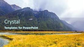  Presentation with road yellow - Beautiful presentation design featuring fields-with-yellow-autumn-grass backdrop and a ocean colored foreground