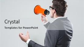  Presentation with fierce - Beautiful PPT theme featuring fierce employee with a megaphone backdrop and a light gray colored foreground