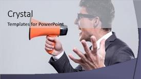  Presentation with fierce - Audience pleasing slides consisting of fierce employee with a megaphone backdrop and a light gray colored foreground