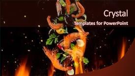  Presentation with fiery - Presentation design featuring fiery - flying sea fruit and vegetable background and a wine colored foreground