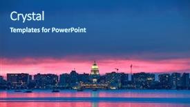  Presentation with wisconsin - Colorful slide deck enhanced with fiery pink sunset over madison backdrop and a ocean colored foreground