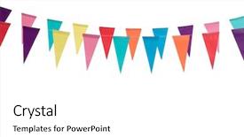  Presentation with birthday celebration - Beautiful PPT theme featuring fiesta celebration - birthday decoration flags isolated backdrop and a white colored foreground