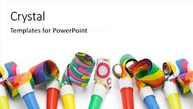  Presentation with fiesta - Theme featuring fiesta celebration - colorful party blowers border background and a white colored foreground