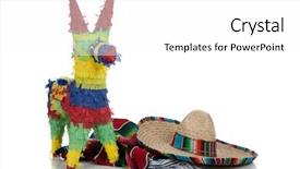  Presentation with fiesta - Slides consisting of fiesta celebration - mexican serape sombrero and pinata background and a white colored foreground