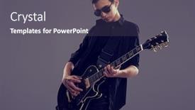  Presentation with metal music - Theme with fifteen-years-old-guitarist background and a dark gray colored foreground