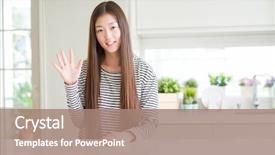  Presentation with asian - Colorful PPT theme enhanced with fifth - beautiful asian woman wearing stripes backdrop and a coral colored foreground