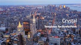  Presentation with new york city - Presentation having fifth - new york city manhattan downtown background and a ocean colored foreground