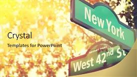  Presentation with avenue - Colorful presentation theme enhanced with fifth avenue and west 42nd street sign in new york city backdrop and a blonde colored foreground