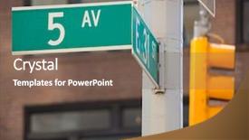  Presentation with avenue - Cool new presentation theme with fifth avenue green sign 5 backdrop and a violet colored foreground