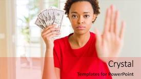  Presentation with african american students - Slide set consisting of fifties - young african american woman holding background and a  colored foreground