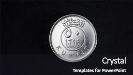  Presentation with kuwait - Cool new PPT theme with fifty cent kuwaiti dinar silver backdrop and a dark gray colored foreground