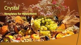  Presentation with fall leaves - Amazing PPT layouts having fig leaves - fall arrangement with fruits backdrop and a  colored foreground