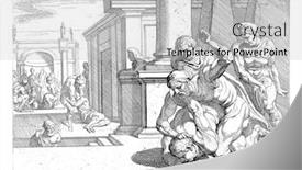  Presentation with beggar - Colorful presentation theme enhanced with fight-between-odysseus-and-irus backdrop and a light gray colored foreground