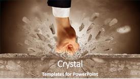  Presentation with business partner people joining hand - Beautiful PPT theme featuring fight flight - big hand hits intense backdrop and a coral colored foreground