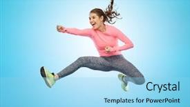  Presentation with sport blue - Slide deck with fight flight - sport fitness motion and people background and a  colored foreground