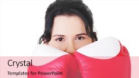  Presentation with boxing fight - Cool new PPT layouts with fight independance - attractive young woman with boxing backdrop and a coral colored foreground