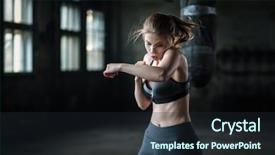  Presentation with club training - Slides with fight independance - female boxer preparing for training background and a wine colored foreground