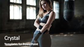  Presentation with club training - Colorful theme enhanced with fight independance - female boxer preparing for training backdrop and a tawny brown colored foreground