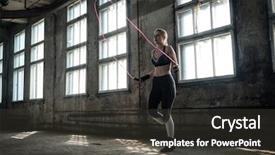  Presentation with club training - Theme featuring fight independance - female boxer preparing for training background and a  colored foreground