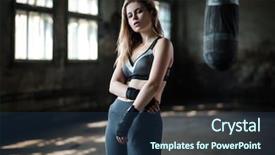  Presentation with club training - Slides enhanced with fight independance - female boxer preparing for training background and a  colored foreground