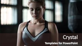  Presentation with club training - PPT layouts consisting of fight independance - female boxer preparing for training background and a tawny brown colored foreground