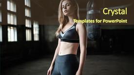  Presentation with club training - Beautiful slides featuring fight independance - female boxer preparing for training backdrop and a tawny brown colored foreground