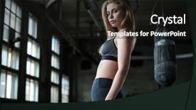  Presentation with club training - Theme with fight independance - female boxer preparing for training background and a  colored foreground