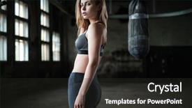  Presentation with club training - Audience pleasing theme consisting of fight independance - female boxer preparing for training backdrop and a  colored foreground