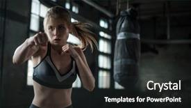  Presentation with club training - PPT layouts featuring fight independance - female boxer preparing for training background and a  colored foreground
