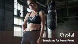 Presentation with club training - Theme enhanced with fight independance - female boxer preparing for training background and a tawny brown colored foreground