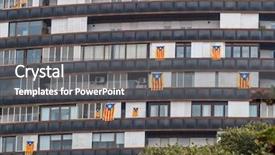  Presentation with windows - Amazing PPT theme having fight independance - house in barcelona windows adorned backdrop and a gray colored foreground
