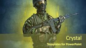  Presentation with hazard - Presentation theme having fight police - hazard menace soldier background and a tawny brown colored foreground