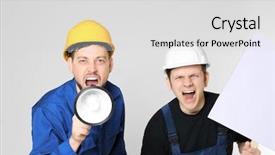  Presentation with light - Colorful slide deck enhanced with fight poster - two protesting young men backdrop and a light gray colored foreground