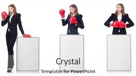  Presentation with boxer - Audience pleasing PPT theme consisting of fight poster - woman boxer with blank board backdrop and a  colored foreground
