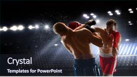  Presentation with boxers - Slides enhanced with fight red - two boxers fighting mixed media background and a tawny brown colored foreground