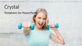  Presentation with elderly people and exercise - Amazing PPT layouts having fight stand over gray concrete backdrop and a sky blue colored foreground