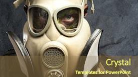  Presentation with mask - Slide set featuring fight terrorism - close-up of soldier wearing mask background and a tawny brown colored foreground